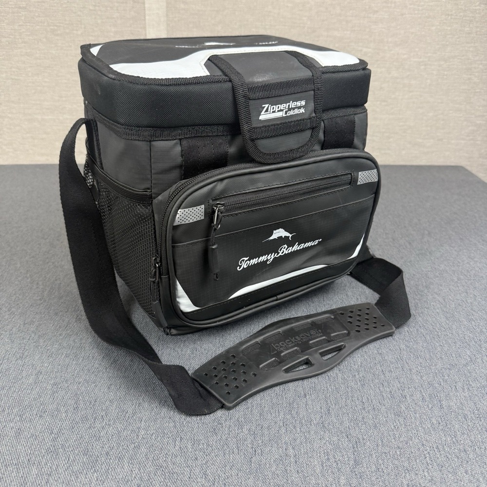 TOMMY BAHAMA Zipperless Lunch Cooler Shoulder Bag Gray Black